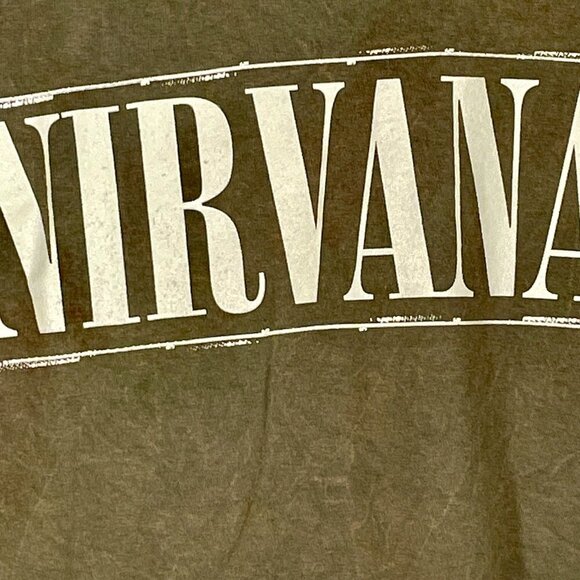 NWOT Nirvana Band Tee Green Large 100% Cotton Licensed Merch Grunge Rock Smiley - Picture 9 of 11